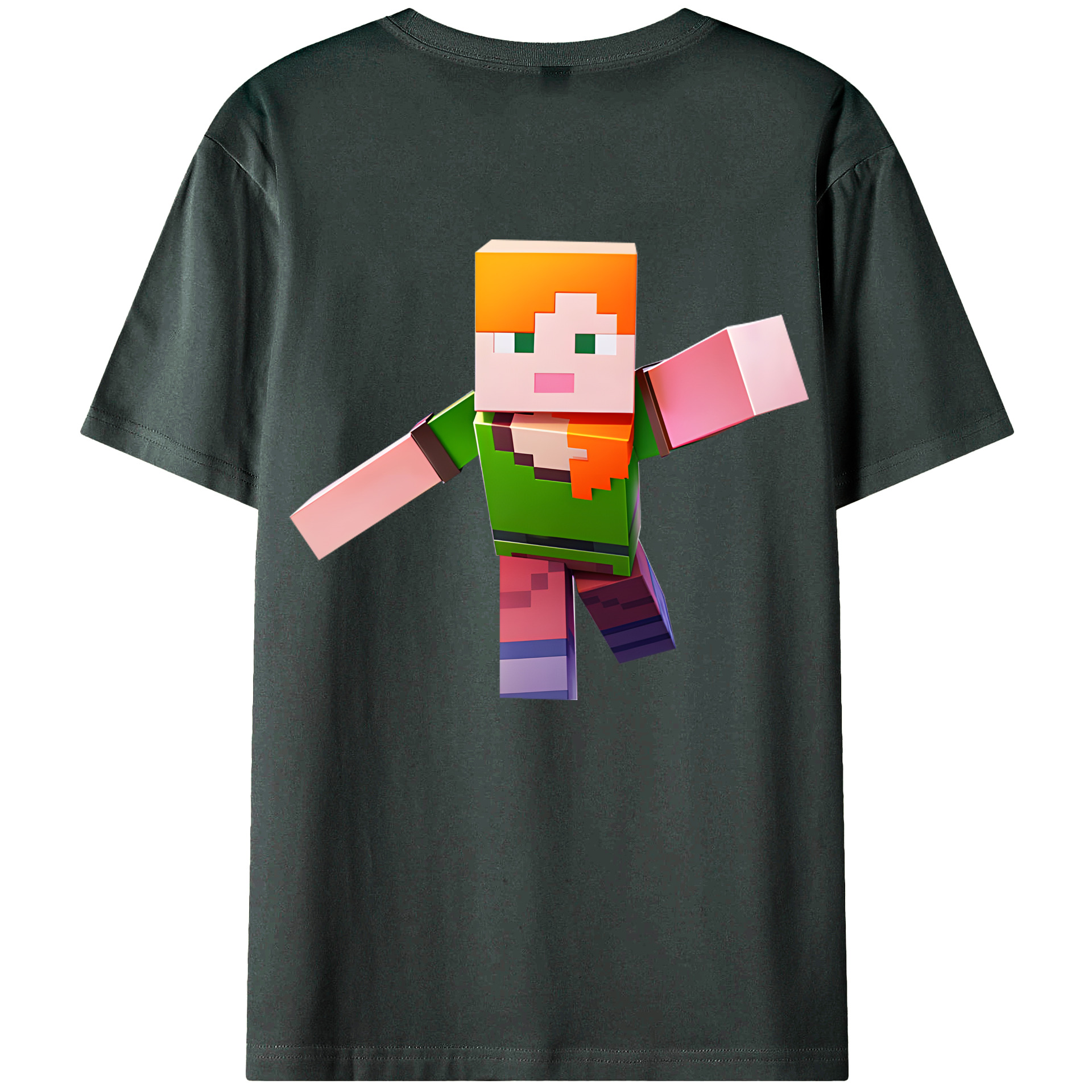 （画像用） マインクラフト ブロックの世界 Minecraft MC Block world 綿100％ メンズ半袖Tシャツ（バックプリント） 通気性